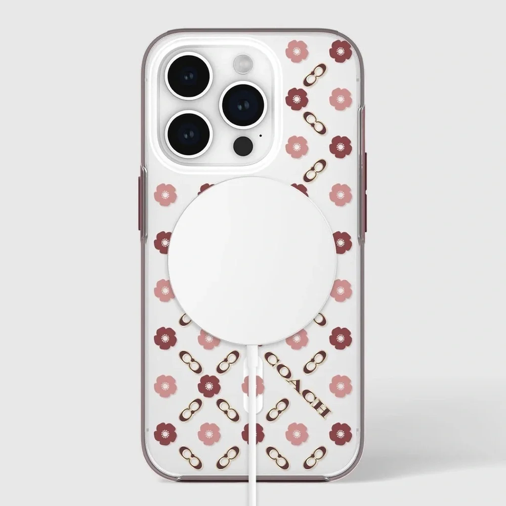 Coach Tea Rose iPhone 15 PRO Case, Compatible with MagSafe